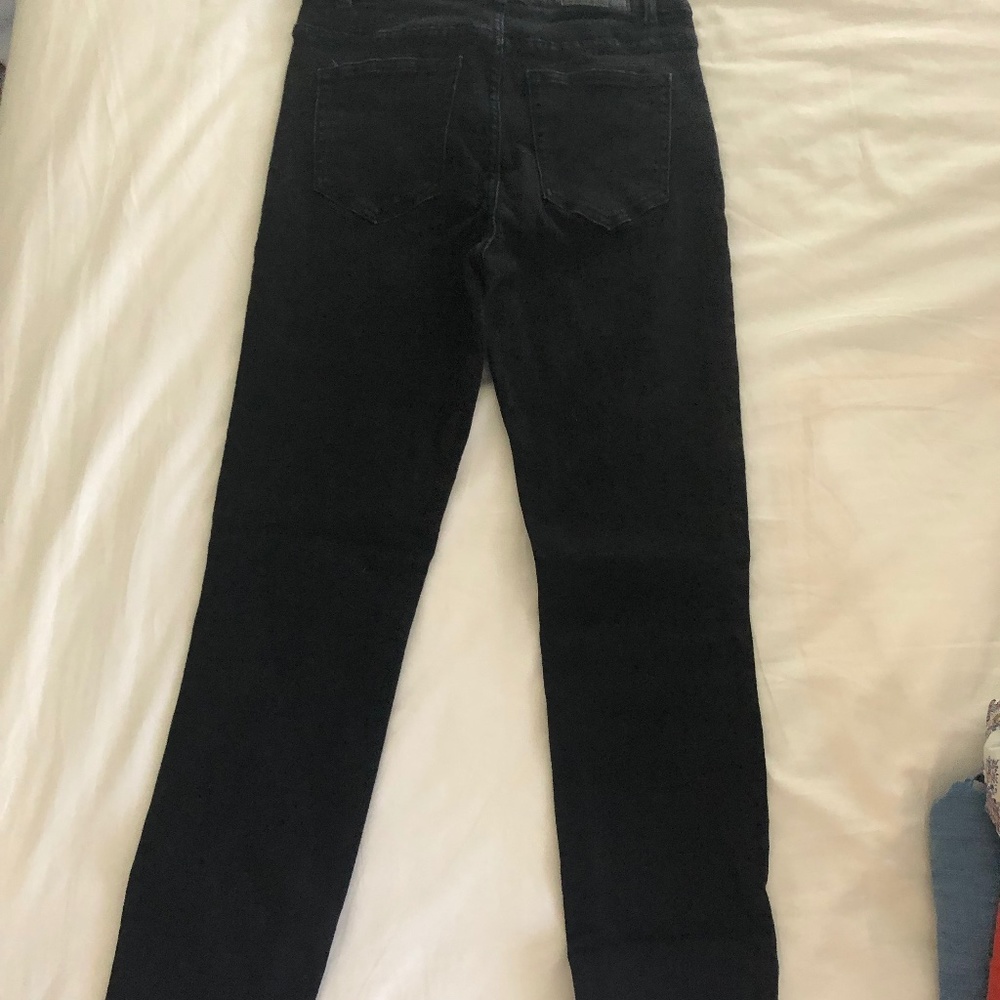 ZARA Basic High Waisted Skinny Black Jeans with Raw Hem